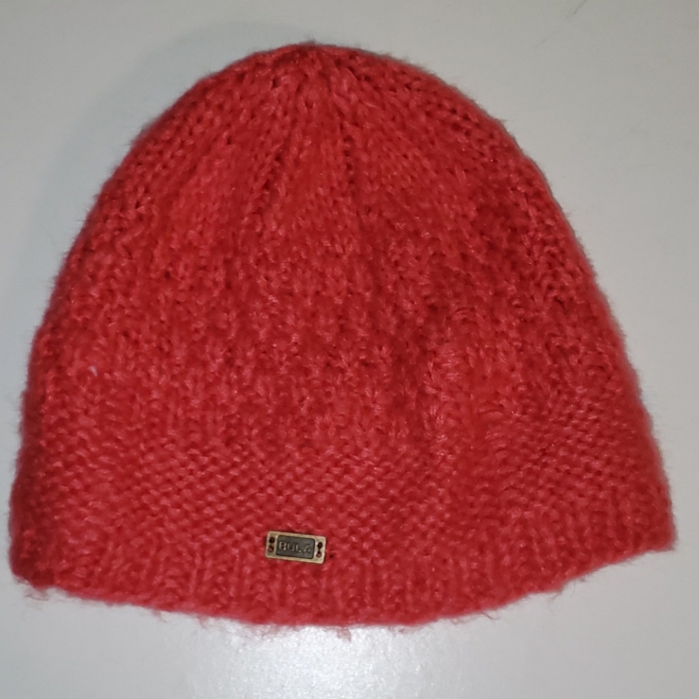 Bula women's coral color knit winer hat w/fleece linning